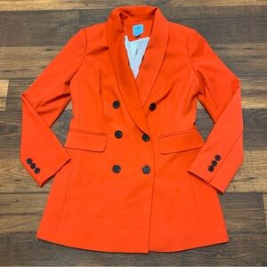 CECE Women's Green Long Sleeve Double Breasted Twill Blazer Jacket, 6 Red/Orange